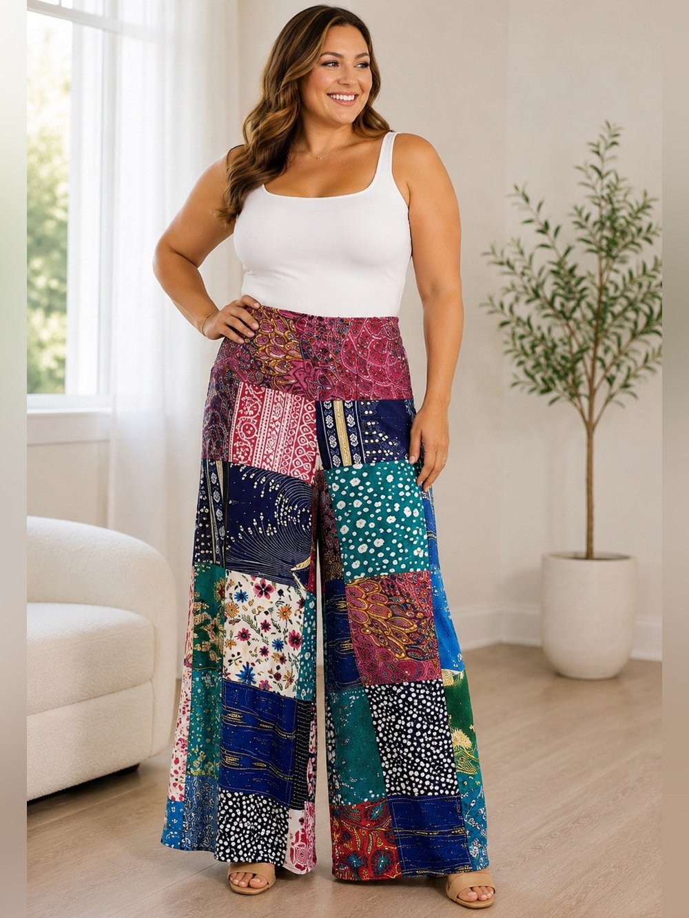 Kathmandu Imports Handmade Boho Patchwork Wide Leg Pants M/L